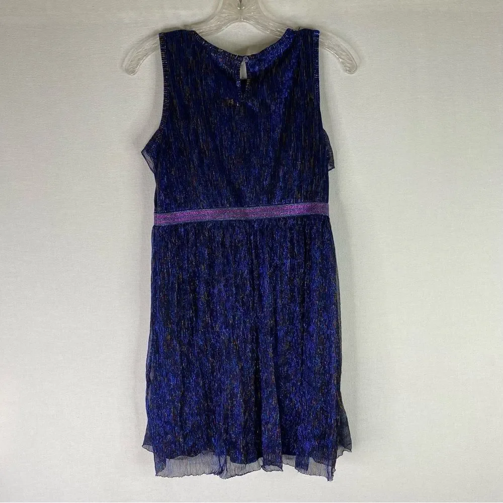 Wonder Nation Dress Girls Blue Purple Glitter Metallic Sleeveless Stretch XXL